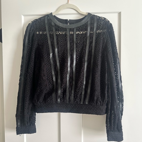 Express Black Lace Long Sleeve Top - Picture 1 of 5
